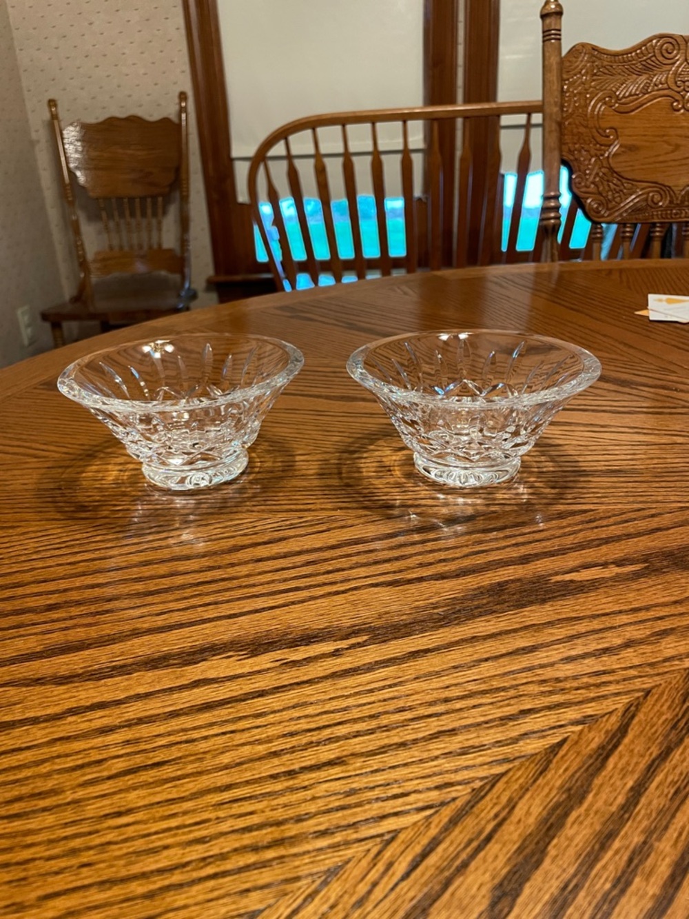 2 Waterford Crystal LISMORE 4.5” wide 2.36 tall Round Footed Compote Candy Dish